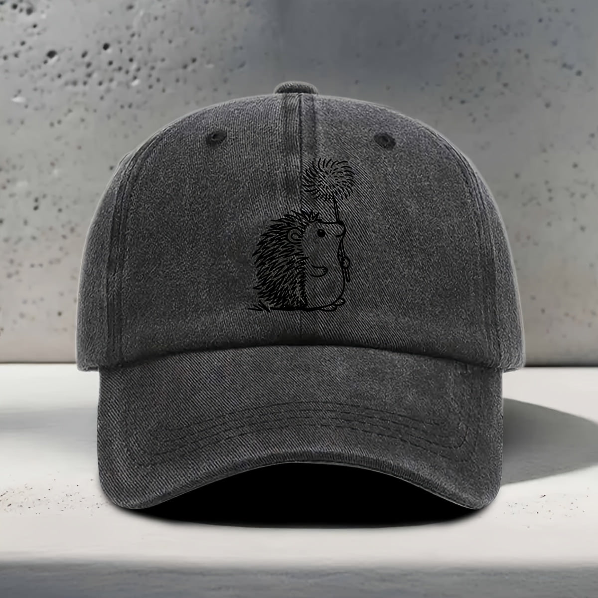 Men's & Women's Hedgehog Print Baseball Cap - Adjustable Washed Curved Brim Hat Suitable for Outdoor Sports, Travel, Casual Wear - Unisex Hip-Hop Cap with Hedgehog, for Daily Use and Vacation Activities