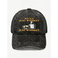 Just Whiskey No Ice Men' Vintage Baseball Cap with Whiskey Themed Print - Adjustable Pull String Hat, Machine Washable Retro Suitable for Casual Streetwear, Gifts for Whiskey Lovers