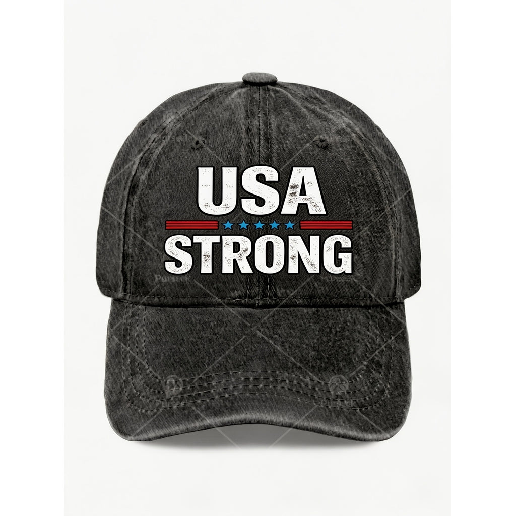 Men' & Women' Vintage Motivational Baseball Cap with Strong Text Print - Adjustable Pull-String Hat, Machine Washable Retro Suitable for Casual Streetwear, Gym, Office, Anniversary Gifts