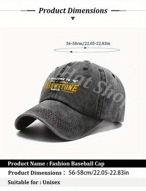 Western Baseball Cap with Yellowstone Ranch Bull Head Pattern, Western-Style Outfit for Outdoor Travel