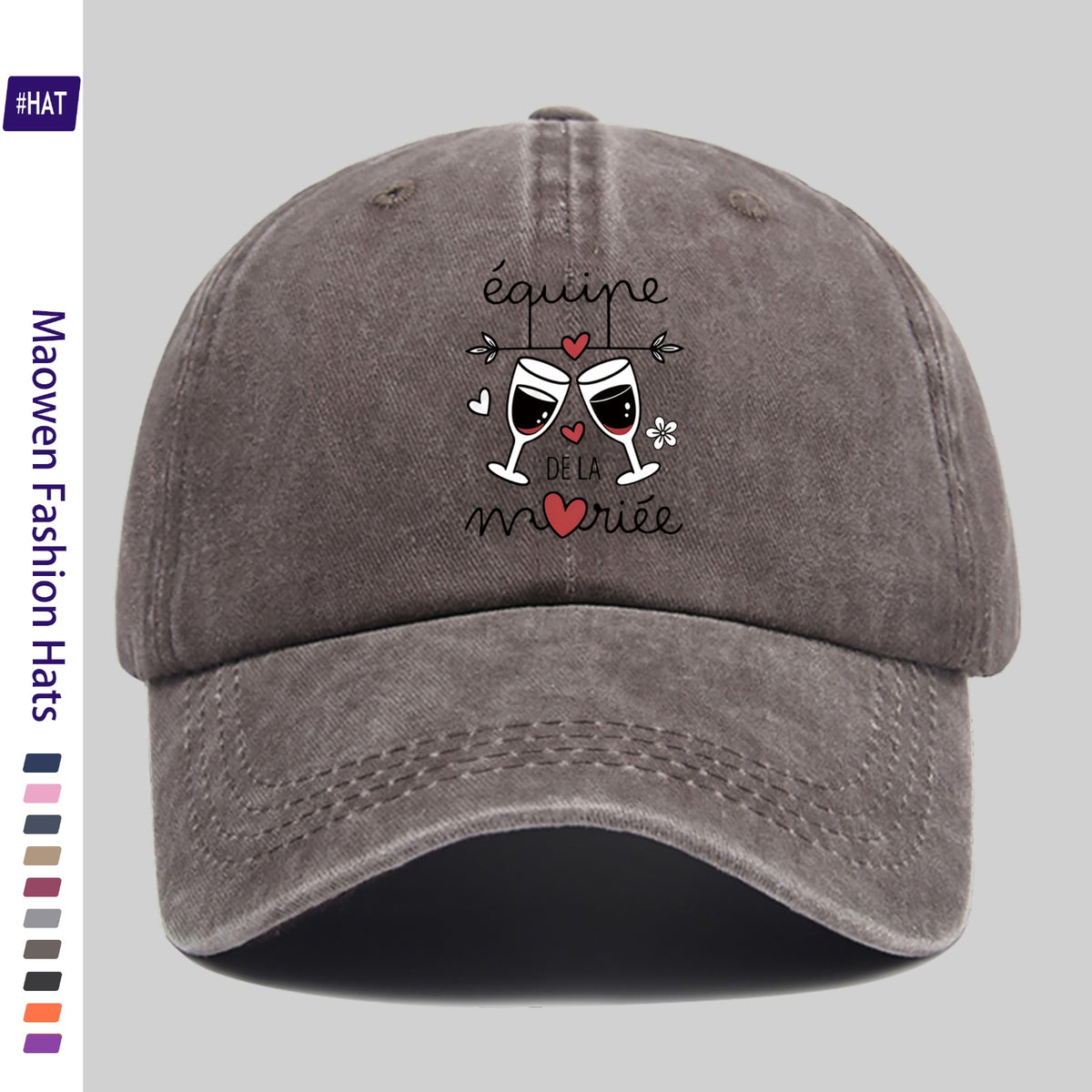 1pc Vintage Distressed Adjustable Sports Cap, Featuring a Stylish Wine Glass And Heart Decorative Pattern, with a Distressed Washed Cap Body And Fashionable Printed Design. It Is an Outdoor Casual Cap, a Fashionable Printed Breathable Baseball Cap