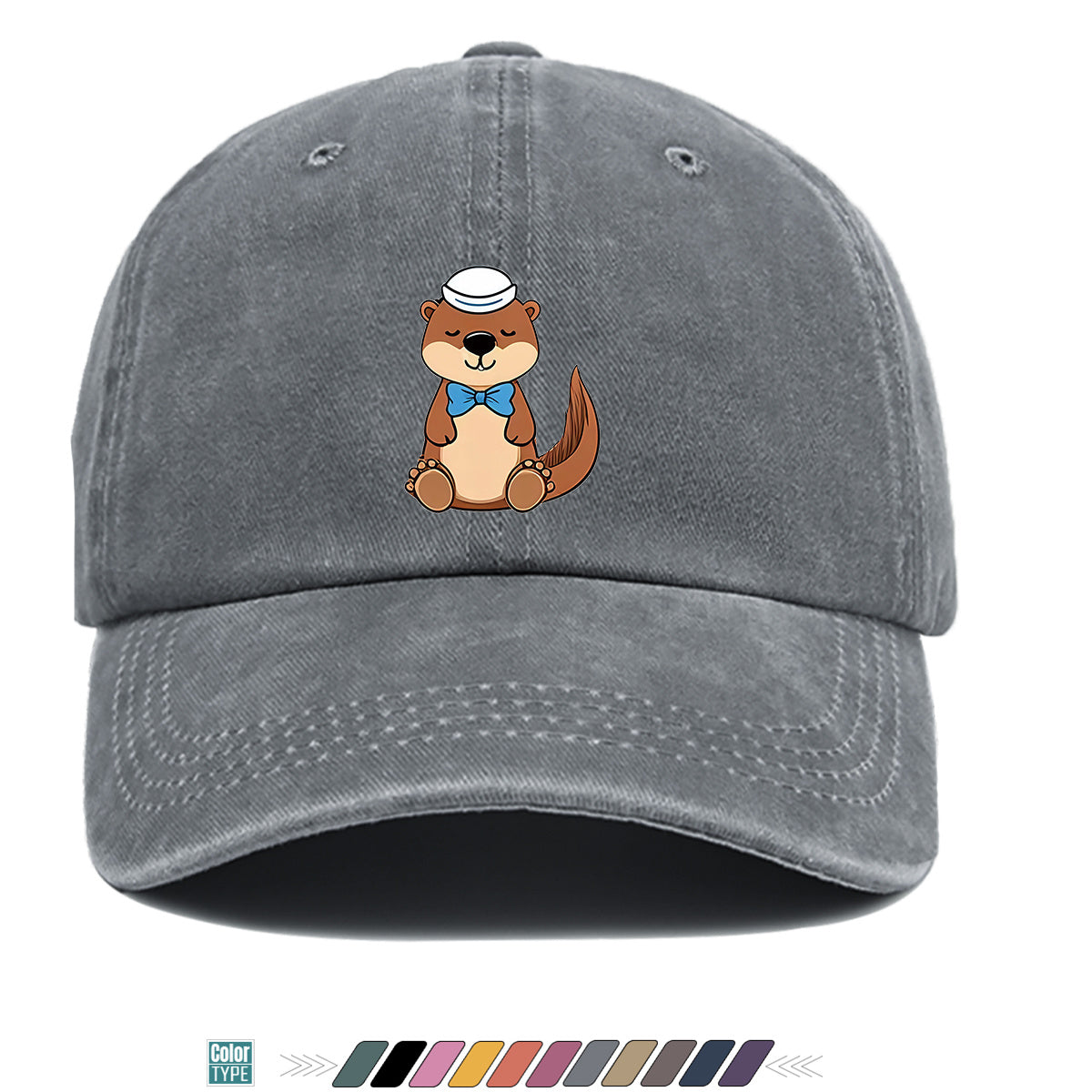 1pc Cartoon Otter Print Baseball Cap, Cute Animal Pattern Sun Hat, Fashion Casual Trendy Cap, Unisex Adjustable Duckbill Cap, Outdoor Travel Sunshade Hat, Outfit Hat, Bestie Shopping Photography Hat, Hiking Riding Hat, Daily Commute Versatile Hat