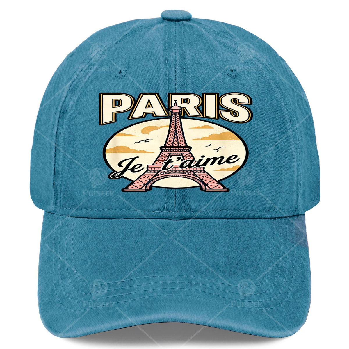 Paris Eiffel Tower Je Taime Vintage Baseball - Retro French Souvenir Hat Suitable for Travel, Unisex &, Iconic Eiffel Tower Print, Round Top for Christmas Gifts, 4th of Events, Casual Wear