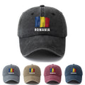 Unisex Fashion All-Match Printed ROMANIA Baseball Cap, Classic Vintage Washed Outdoor Lightweight Curved Brim Hat, Trucker Cap, Suitable for Outdoor Vacation Travel Camping And Casual Occasions, Holiday Party Hip-Hop Hat