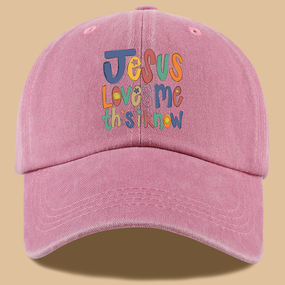 1pc Christian-themed Printed Baseball Cap with a Warm and Affectionate Design, Featuring Rounded, Cute, and Colorful Text. Lightweight, Comfortable, and Breathable Sun Hat with a Stylish, Simple, and Aesthetically Pleasing Look. Adjustable Size