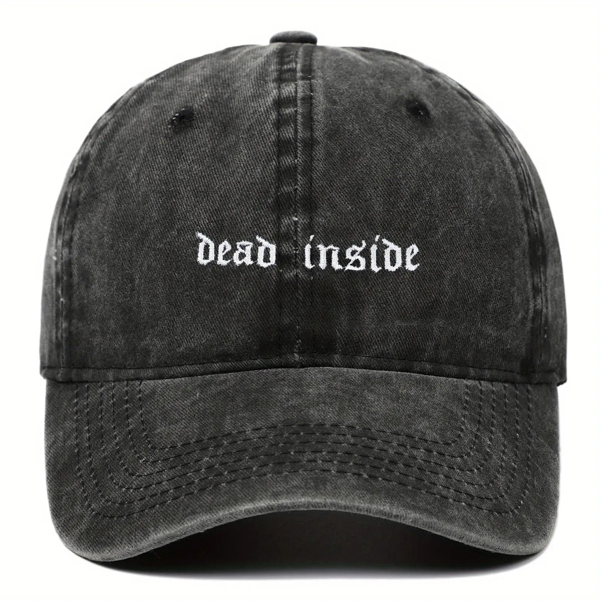 A Versatile and Novel Washed Baseball Cap with Gothic Font Pattern, Unisex and Adjustable