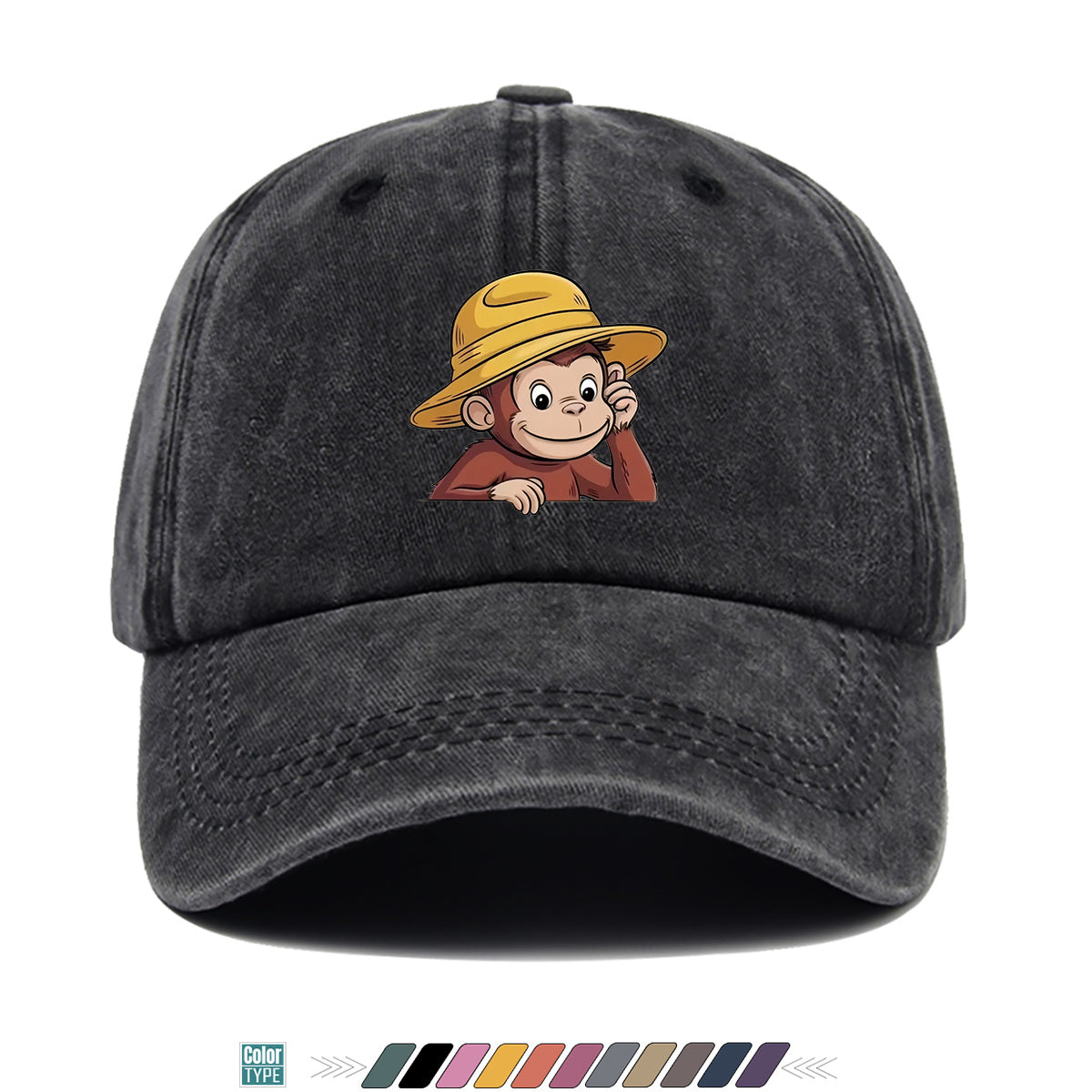 1pc 1pcs Monkey Print Baseball Cap with Straw Hat - Adjustable Snapback, Breathable Sun Hat Suitable for Outdoor, Travel, Birthday Parties, Unisex for Men & Women, for Parents, Gift, Casual Cap for Park Picnic, Festival Gift