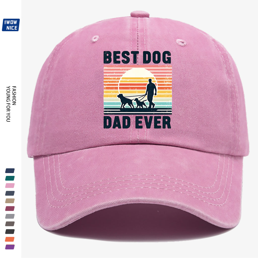 1pc "Best Dog Dad Ever" Vintage Trucker Hat - Adjustable Unisex Baseball Cap Suitable for Outdoor, Dog Walking, Picnics & Sports, Breathable Dad Hat Gift for Fathers Day, Birthdays, for Dog Lovers with Sunset Print (for Men & Women)