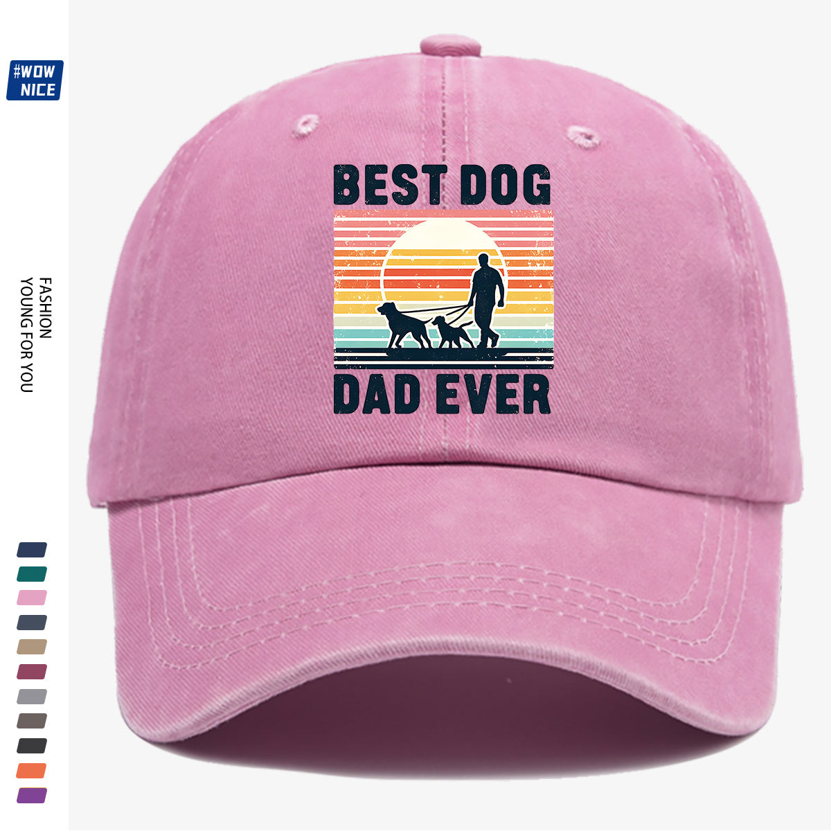 1pc "Best Dog Dad Ever" Vintage Trucker Hat - Adjustable Unisex Baseball Cap Suitable for Outdoor, Dog Walking, Picnics & Sports, Breathable Dad Hat Gift for Fathers Day, Birthdays, for Dog Lovers with Sunset Print (for Men & Women)