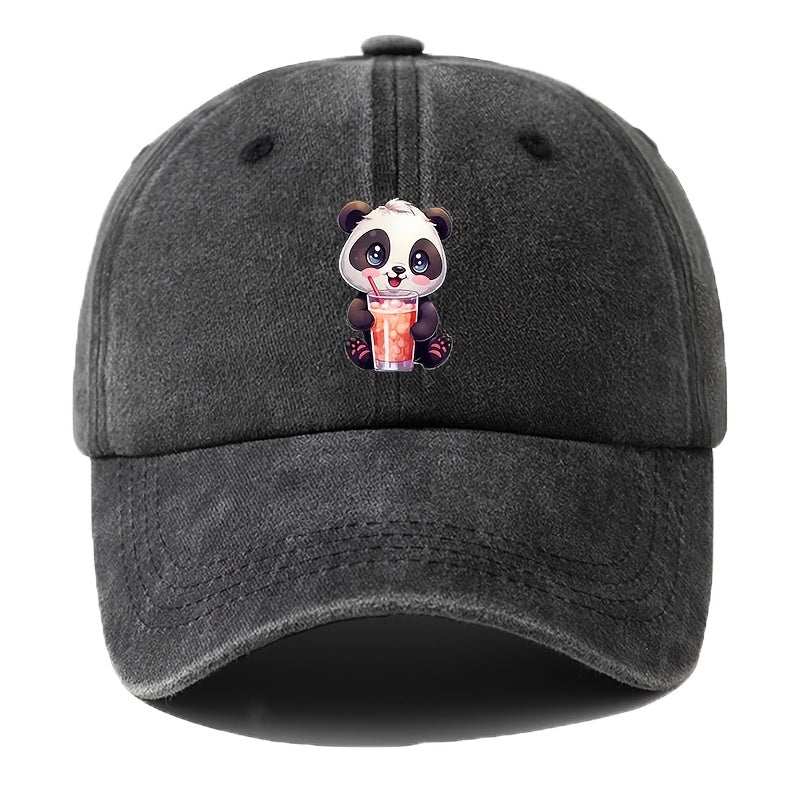 Unisex Adjustable Vintage Washed Baseball Cap, Animal Print, Button Design, Lightweight Polyester, All-Season Casual Outdoor Party Hip-Hop Hat, Animal Theme, Woven, Suitable for Boys - Ramadan Edition