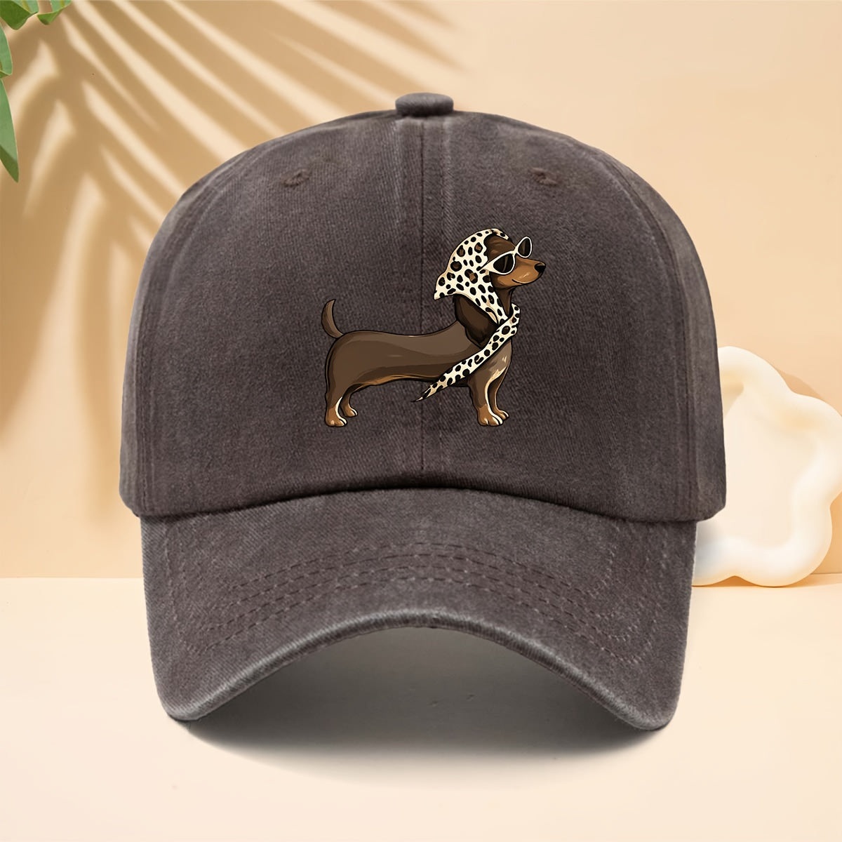 Trendy Cool Sausage Dog Theme Washed Distressed Baseball Cap Trucker Cap Unisex All-Match Fashion Casual Hat All-Season Universal Street Hip-Hop Hat Adjustable Size Soft Top Hat Curved Brim Design Non-Discriminatory Face Shape Suitable for Daily