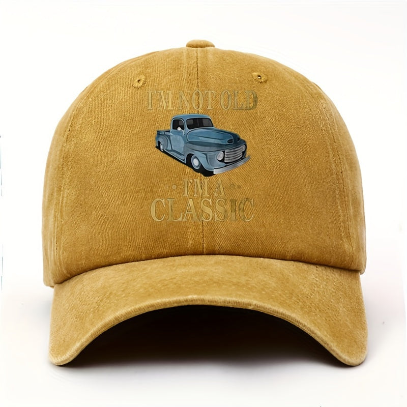 [I'M Not Old] Floral Men'S Washed Baseball Cap, Vintage Style Fashion Adjustable Outdoor Casual Sports Hat