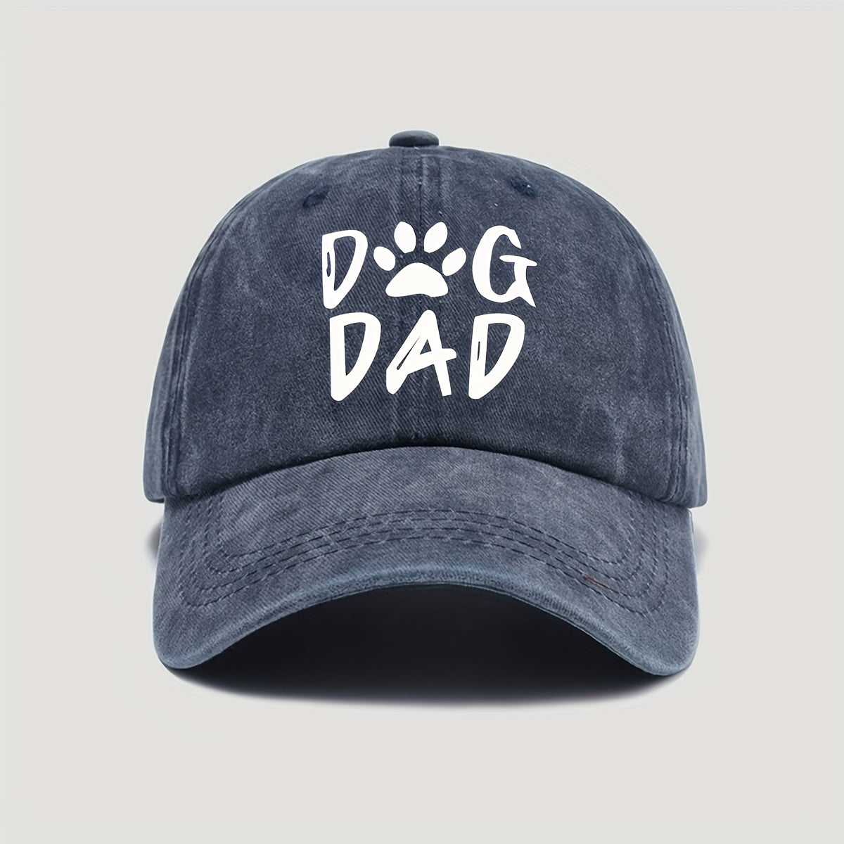 Vintage Washed Cotton Baseball Cap with "Dog Dad" Print - Adjustable Dad Hat for All Seasons, Sun Protection, Hand Wash Only
