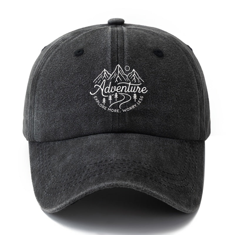 A Stylish And Versatile Unisex Adventure Baseball Cap with a Printed Design, Featuring a Classic Retro Washed Look. This Lightweight Outdoor Cap Is Perfect for Truck Drivers And Is Suitable for Casual Occasions Like Outdoor Vacations, Camping