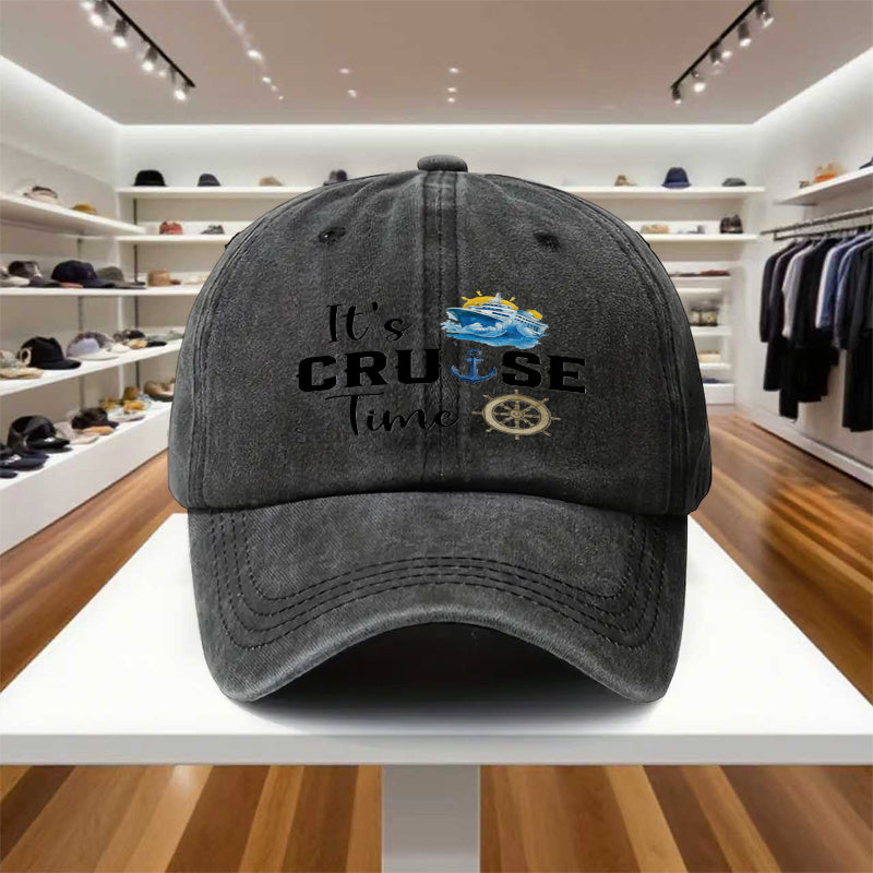 A Single Adjustable Baseball Cap Featuring a "CRUISE Time" Design, This Lightweight Printed Hat for Women And Sun Hat for Men Is a Perfect Gift for Travel, Parties, And Birthdays