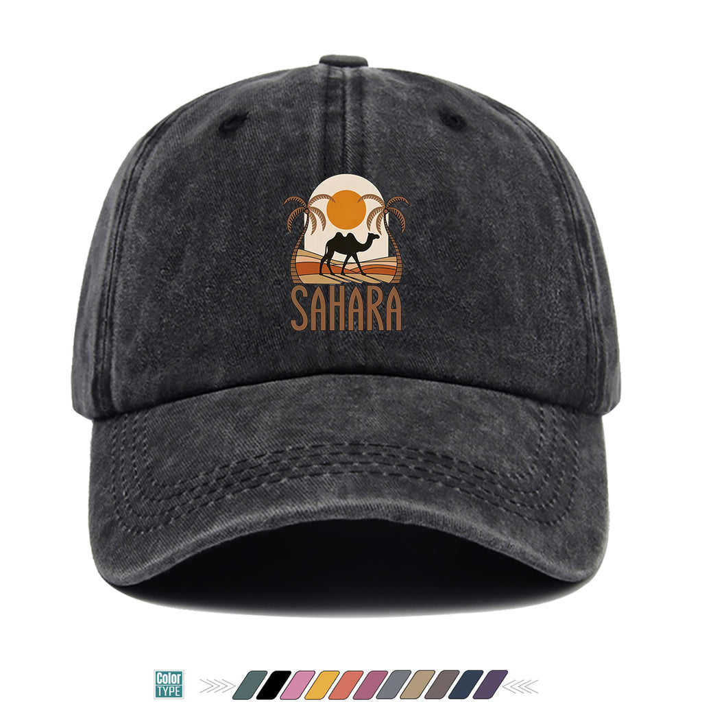 1pc Sahara-Themed Camel and Palm Tree Print Baseball Cap, Comfortable and Breathable Sun Hat, Stylish, Simple, and Beautiful, Unisex Baseball Cap with Adjustable Size, Trucker Hat, Beach Vacation Hat, Suitable for Outdoor Adventures, Desert Travel