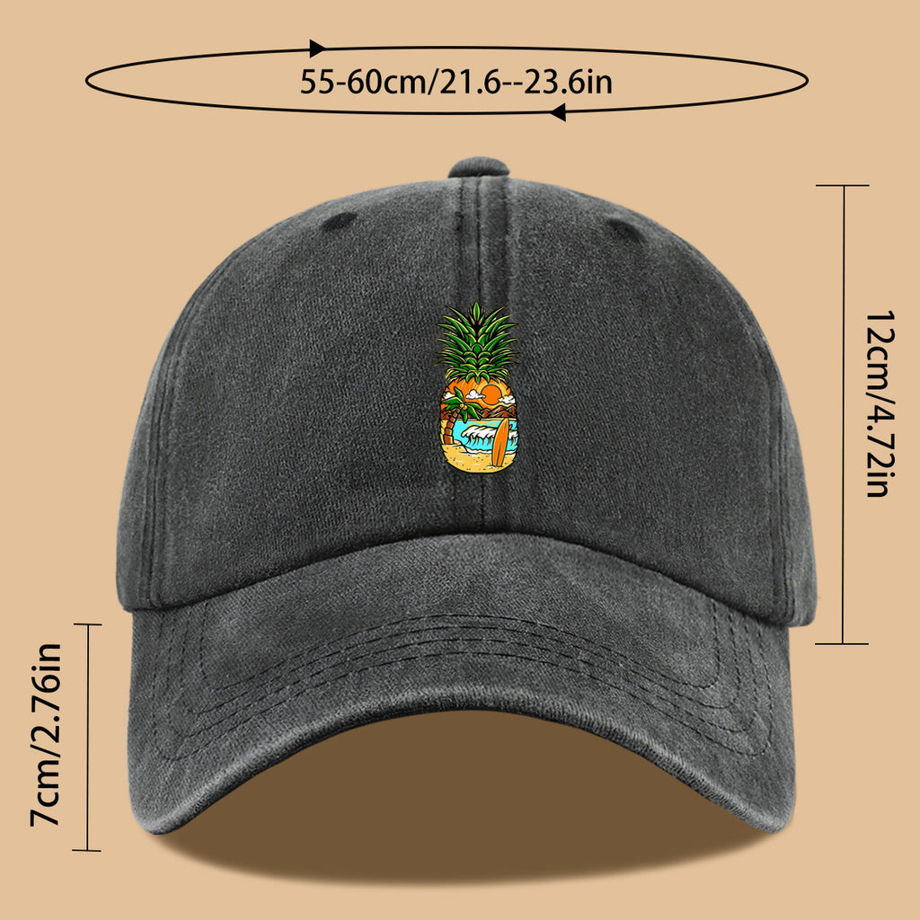 1pc Pineapple Print Trucker Hat - Adjustable Unisex Baseball Cap with Pineapple & Beach Scenery Design, Breathable Suitable for Outdoor, Vacations, Parties, Daily Wear - Suitable for Men and Women, Ideal Gift for Beach Lovers