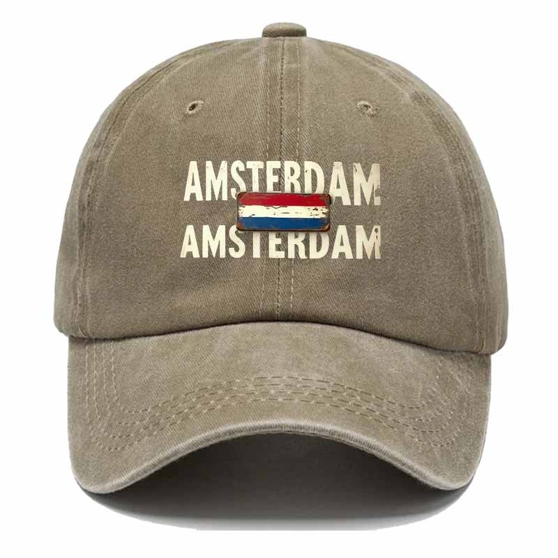 Trendy Artistic Baseball Cap with The Word 'AMSTERDAM', a Must-Have for Travel