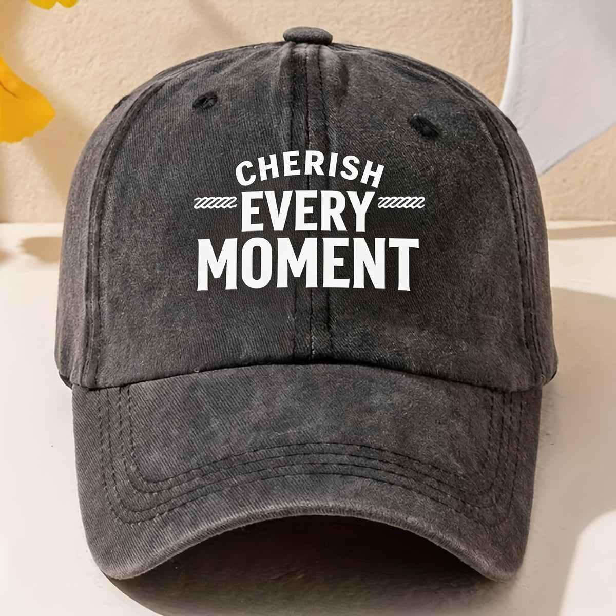 Cherish Every Moment Motivational Quote Vintage Baseball Cap for Men Women Casual Streetwear Gift Anniversary