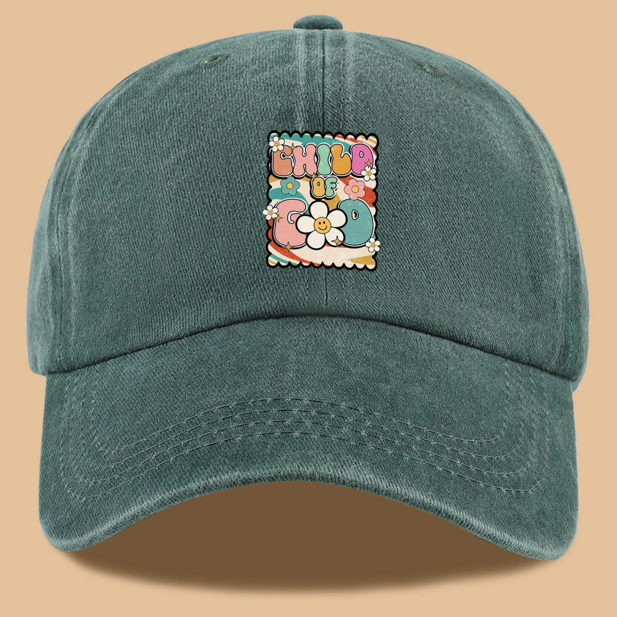1pc "CHILD OF GOD" Vintage Fun Floral Print Baseball Cap, Comfortable and Breathable Sun Hat, Stylish, Colorful, and Beautiful, Unisex Adjustable Baseball Cap, Casual Street Fashion Hat, Outdoor Sun Hat for Sunbathing, Suitable for Daily Outings