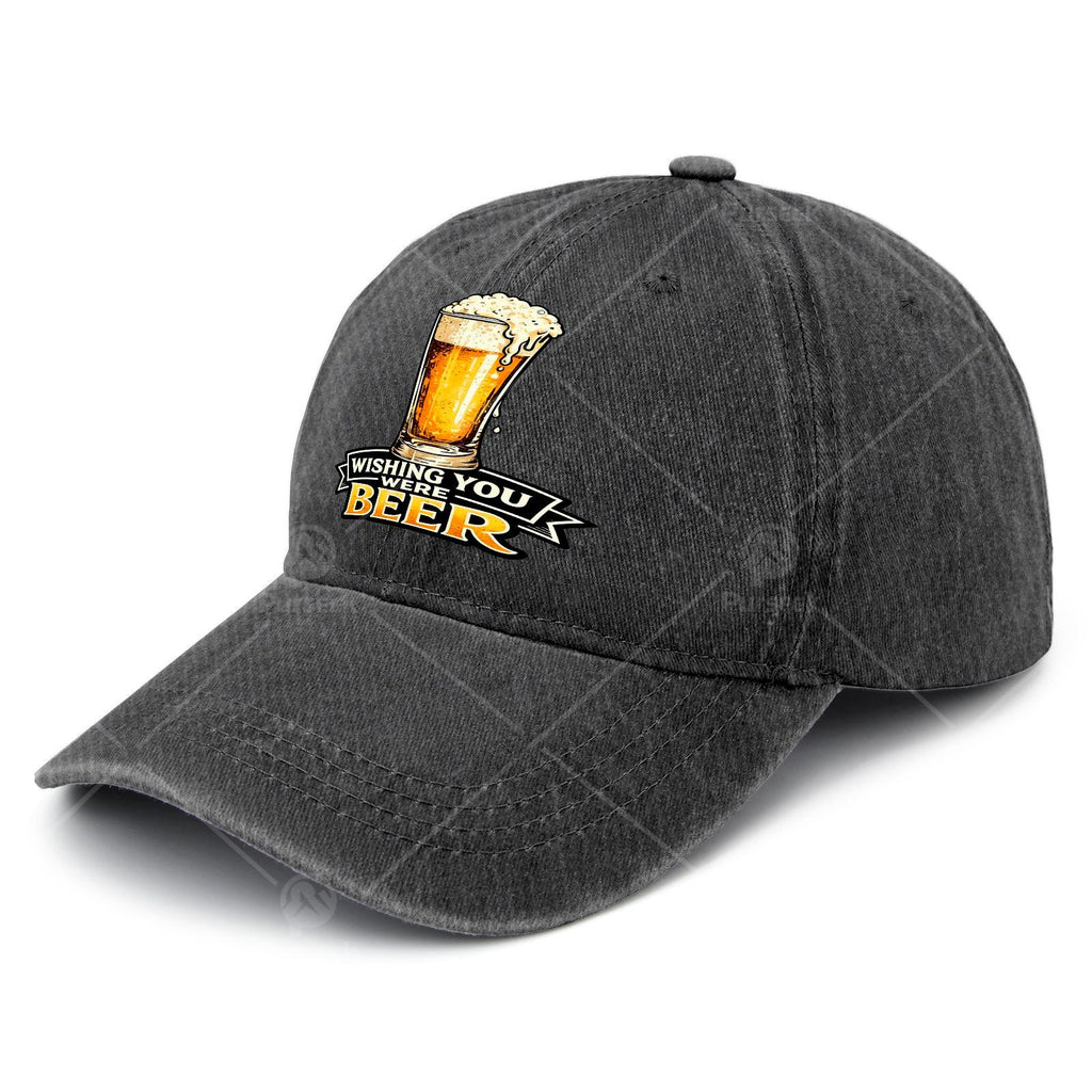Funny Beer Lovers with "Wishing You Were Beer" Print - Retro Full-Body Beer Unisex Hat Suitable for Christmas Gifts, Games & 4th of Parties - Lightweight Round Top for &