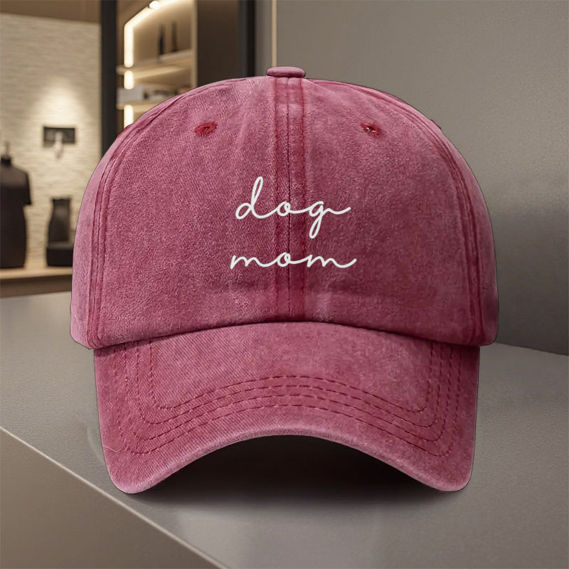 1pc, Adjustable Baseball Cap with "Dog Mom" Print, Made of Lightweight Polyester with Printed Design. Suitable for Outdoor Sports and Camping Enthusiasts, a Popular Couple's Hat, Golf Hat, Trucker Hat, Stylish Baseball Cap, Sun Hat, Casual Hat