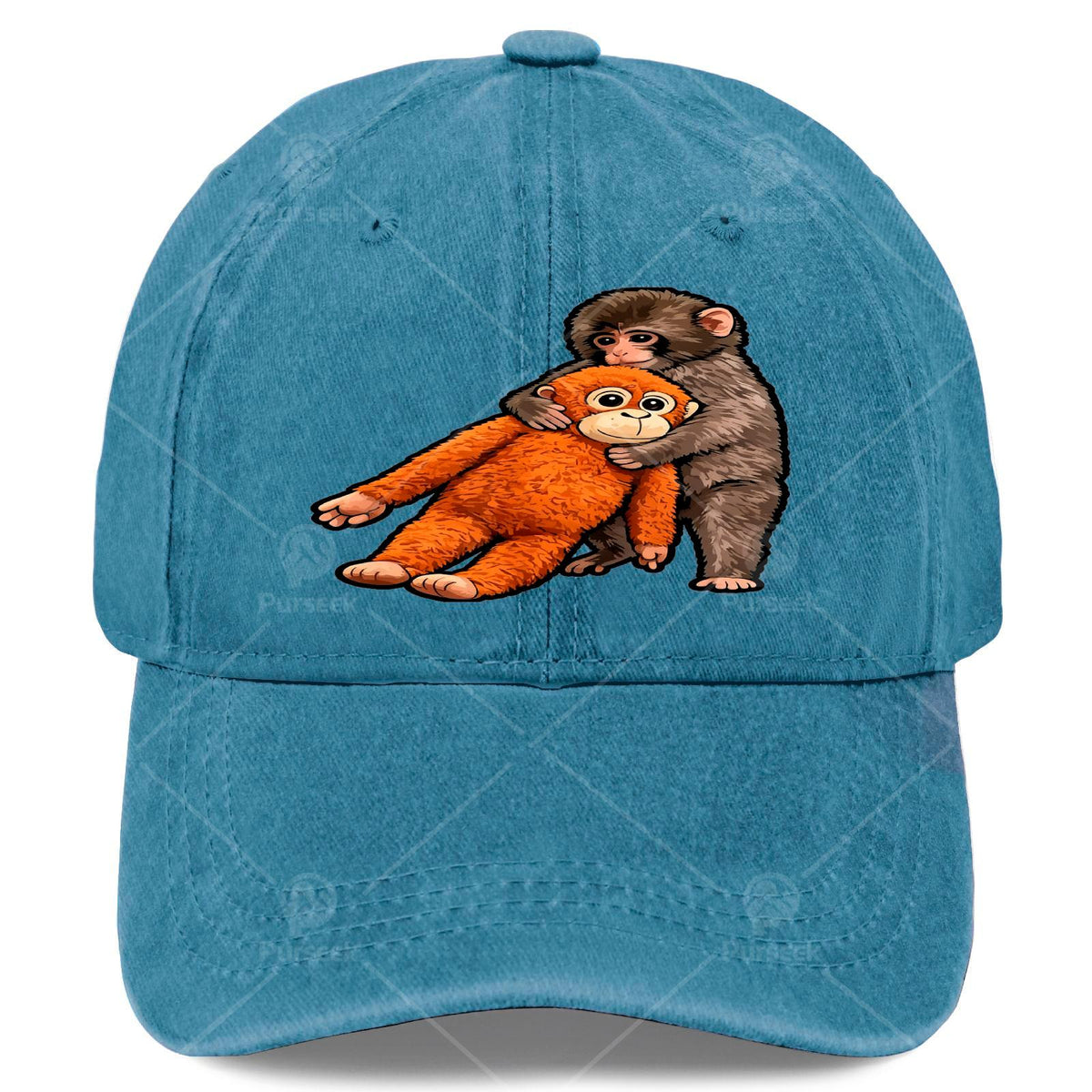 Babys Viral Monkey Punchs Hugging Baseball Hat Unisex Cool Washed Distressed