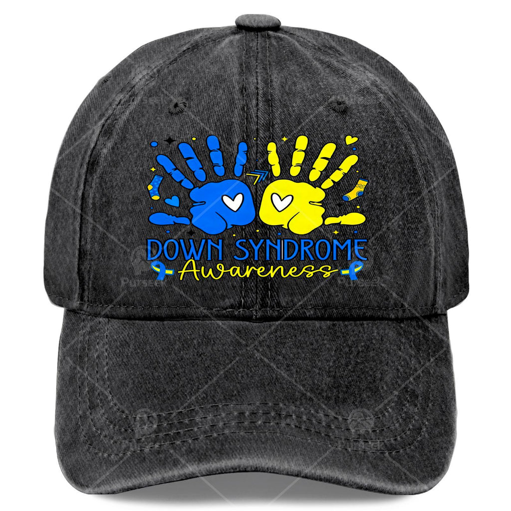 Down Syndrome Awareness T21 Hands Support Baseball Hat Unisex Soft Washed