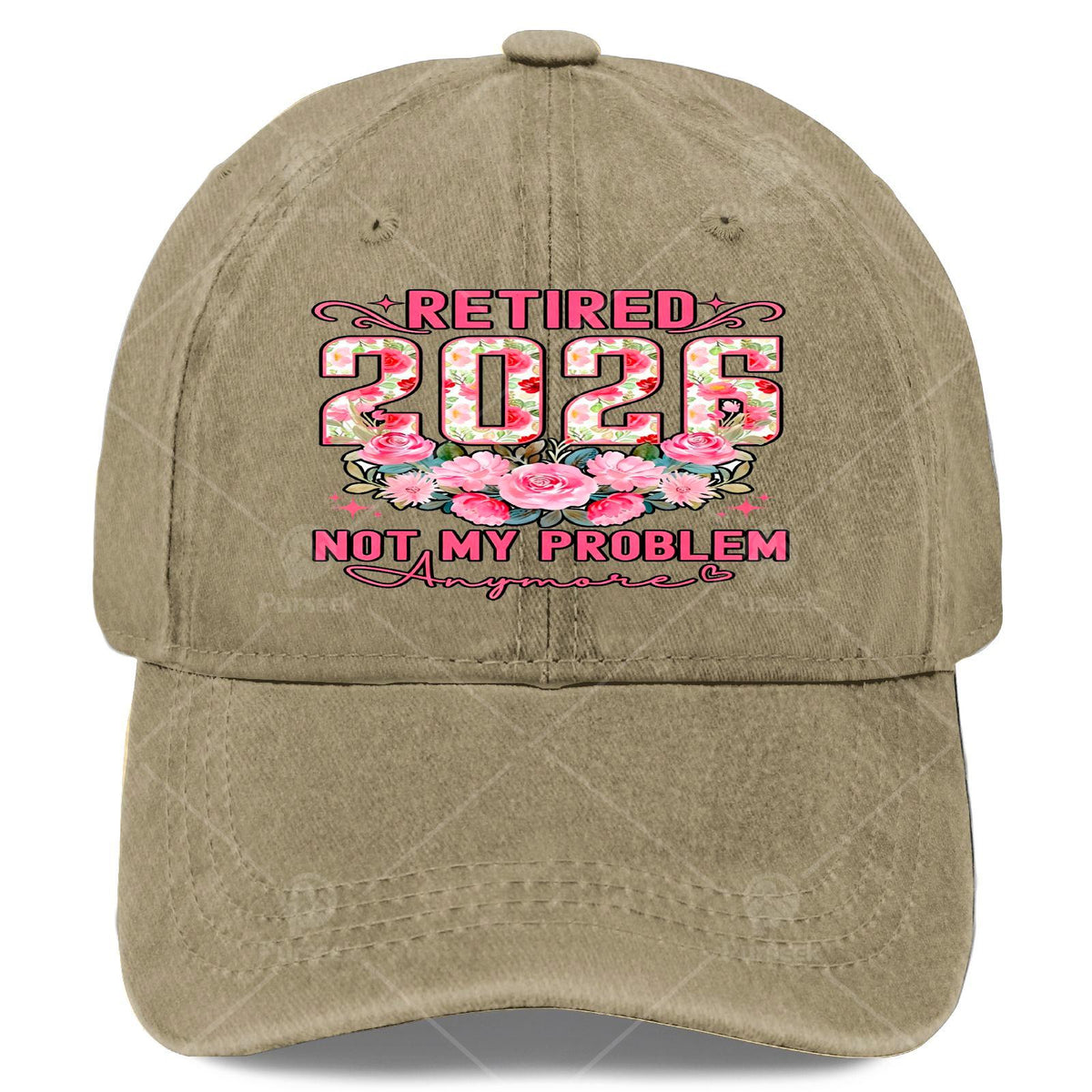 Retired 2026 Not My Problem Anymore Roses Floral Retirement Baseball Hat Unisex