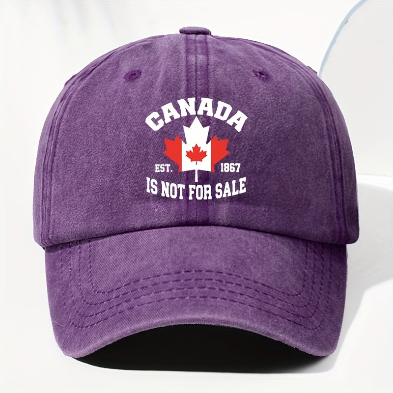 Unisex Canadian CANADA Maple Leaf Print Washed Vintage Baseball Cap, Fashionable Sun Outdoor Hat for Men and Women, Adjustable Trucker Hat Suitable for All Seasons and Daily Wear