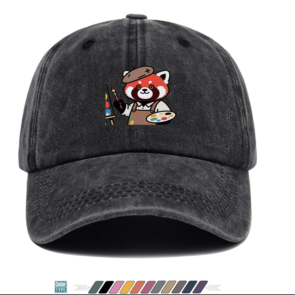 1pc Little Panda Painter Cap - Cute Panda & Brush Print Baseball Hat, Adjustable Duckbill Suitable for Outdoor Sketching, Museum Visits, Travel - Unisex for Men & Women, Creative Gift for Artists,, Birthday Present