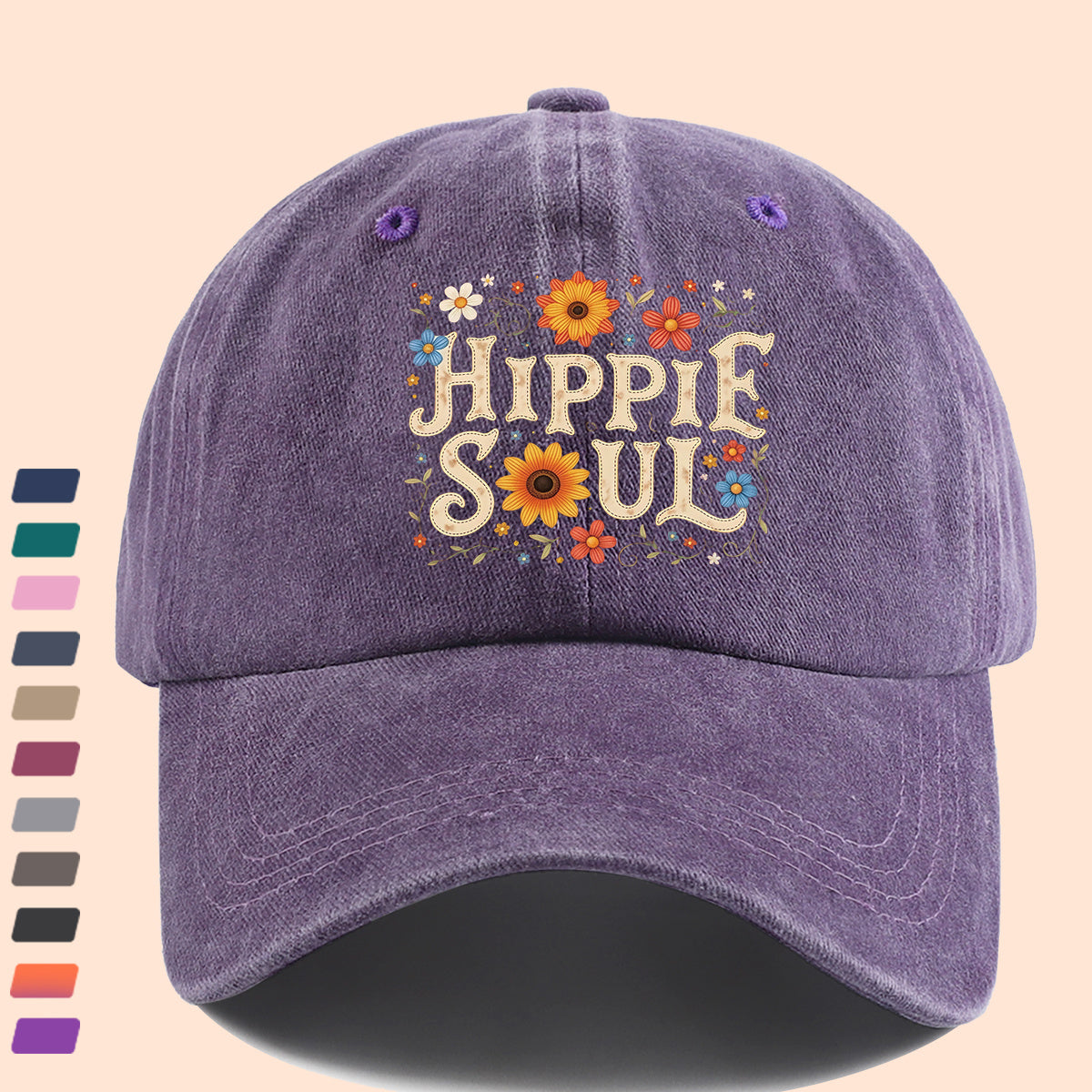 1pc 1pcs Hippie Soul Vintage Baseball Cap & Duckbill Sun Hat - Adjustable Unisex Retro Hat with Duckbill Cap, Suitable for Outdoor, Music Festivals, Travel, Daily Wear, Gift for Men & Women, Youth Street Fashion Accessory