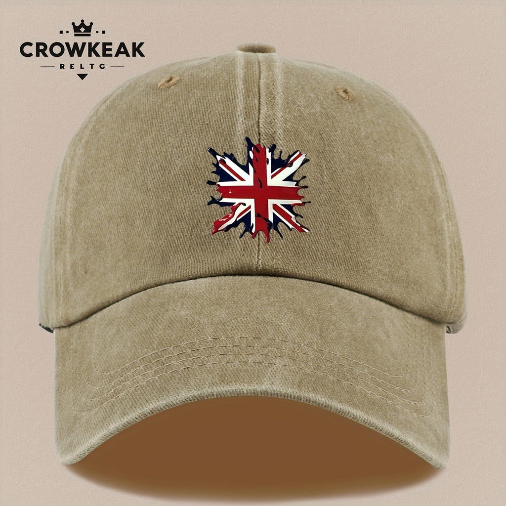 A Lightweight And Breathable Baseball Cap Featuring a "Union Jack" Pattern, Suitable for Both Men And Women. This Vintage-Style Dad Hat Is Adjustable And Perfect for Outdoor Activities Like Truck Driving, Graduation, Beach Outings, Sports, Hiking