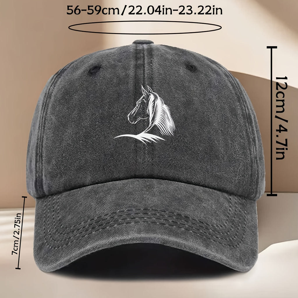 White Horse Line Drawing Print Baseball Cap, Fashionable, Easy, Lightweight, Durable, Unisex, Suitable for All Seasons, Hip-Hop Cap, Suitable for Vacation Travel, Playing And Checking In, Daily Outings, Outdoor Sports And Other Occasions
