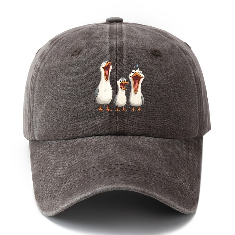 Unisex Fashionable And Versatile Printed Cartoon White Stork Baseball Cap, Classic Vintage Washed Outdoor Lightweight Curved-Brim Hat, Trucker Baseball Cap, Suitable for Outdoor Vacations, Travel, Camping, And Other Casual Occasions, Holiday Party