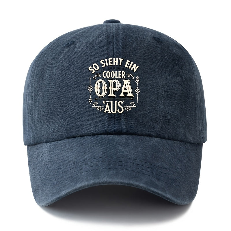 Unisex Fashion All-Match Printed OPA German Style Baseball Cap, Classic Vintage Washed Outdoor Lightweight Curved Brim Hat, Trucker Cap, Suitable for Outdoor Vacation Travel Camping And Casual Occasions, Holiday Party Hip-Hop Hat