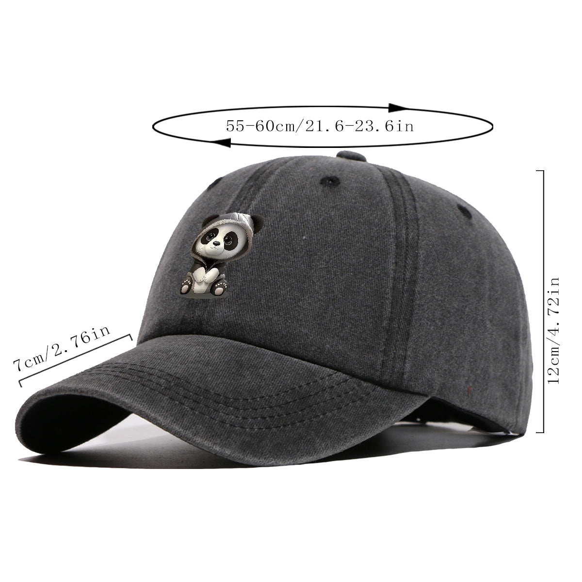 1pc Panda Hoodie Cartoon Print Baseball Cap Cute Panda Pattern Comfortable And Breathable Duck Tongue Hat Fashionable And Versatile Unisex Baseball Cap Adjustable Size Daily Hat Couple Outing Hat Suitable for Shopping, Playing, Dating, Daily Life