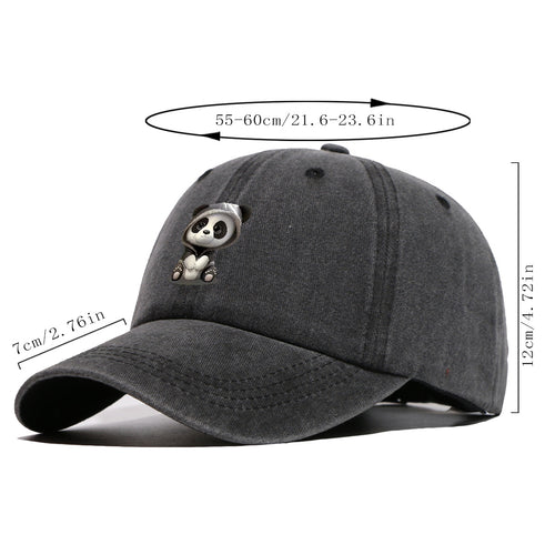 1pc Panda Hoodie Cartoon Print Baseball Cap Cute Panda Pattern Comfortable And Breathable Duck Tongue Hat Fashionable And Versatile Unisex Baseball Cap Adjustable Size Daily Hat Couple Outing Hat Suitable for Shopping, Playing, Dating, Daily Life