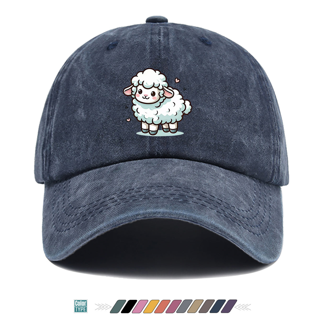 1pc Cute Cartoon Sheep Print Baseball Cap, Soft Breathable Sun Hat, Adorable Healing Style Fashion Hat, Unisex Adjustable Duckbill Cap, Casual Outing Hat, Girly Bestie Hat, Suitable for Picnics, Shopping, Strolling, Travel