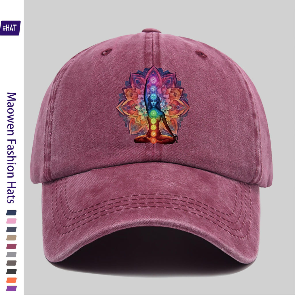 1pc Washable Baseball Cap, with a for Lotus Yoga Angel Meditation Pattern Printed Design, New Autumn and Winter Vintage Baseball Cap, Unisex, Adjustable, Lightweight Outdoor Cap, Suitable for All Seasons, Ideal for Travel and Leisure, Suitable for Sp