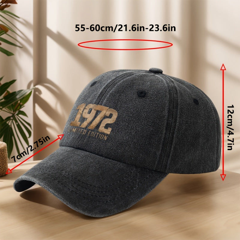 1972 Vintage Washed Duckbill Baseball Cap - Distressed Retro Print Suitable for Outdoor, Casual, Streetwear & Hip-Hop Hat, Lightweight Breathable Sweat-Absorbent Cap for Sports, Camping, Vacation,