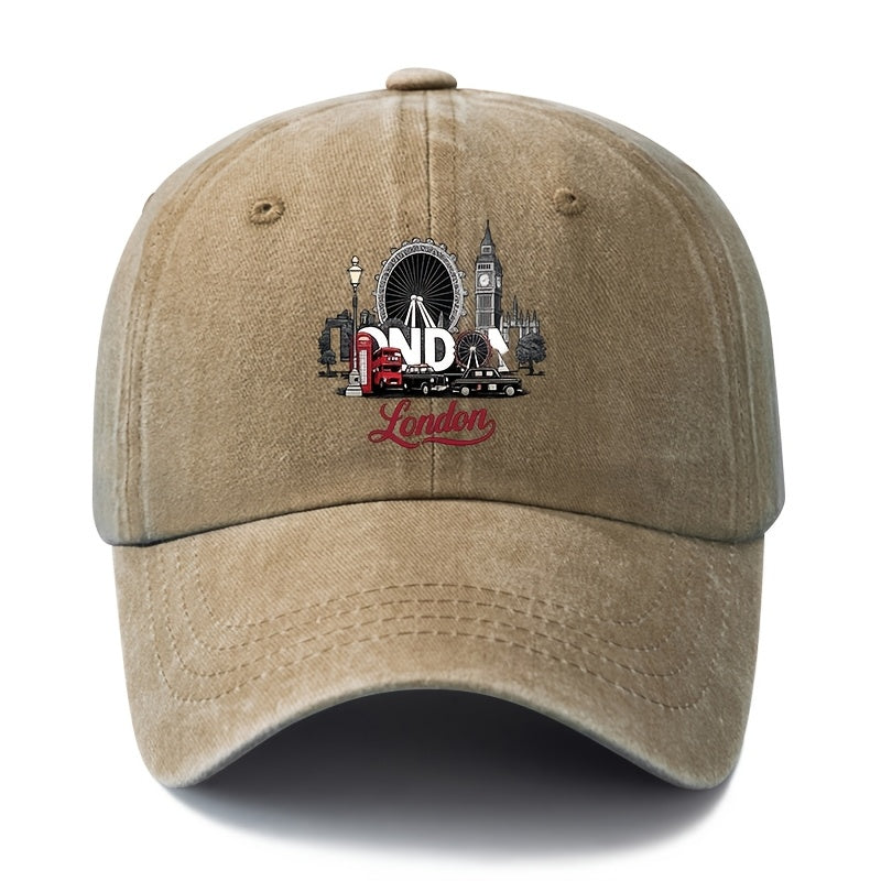 A Unisex Fashionable and Versatile Printed Ferris Wheel Baseball Cap, Featuring a Classic Vintage Washed Outdoor Lightweight Curved Brim. Suitable for Casual Occasions Such as Outdoor Vacations, Travel, and Camping. Also Works as a Hip-hop Hat