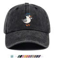 1pc Cartoon Seagull Wearing a Navy Hat with an Anchor Pattern, Holding a Fish in Its Mouth, with a Colorful Geometric Striped Background. Fun Animal Print Baseball Cap, Comfortable And Breathable Sun Hat, Stylish, Individual, And Beautiful