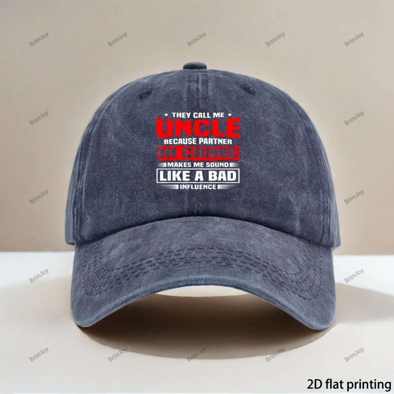1 Vintage Baseball Cap | Adjustable, Unisex, Ideal for Outdoor Activities, \"Favorite Uncle\" Letter Print Pattern, Best Choice for Gift, Polyester, Mixed Color, Woven, Hand Wash