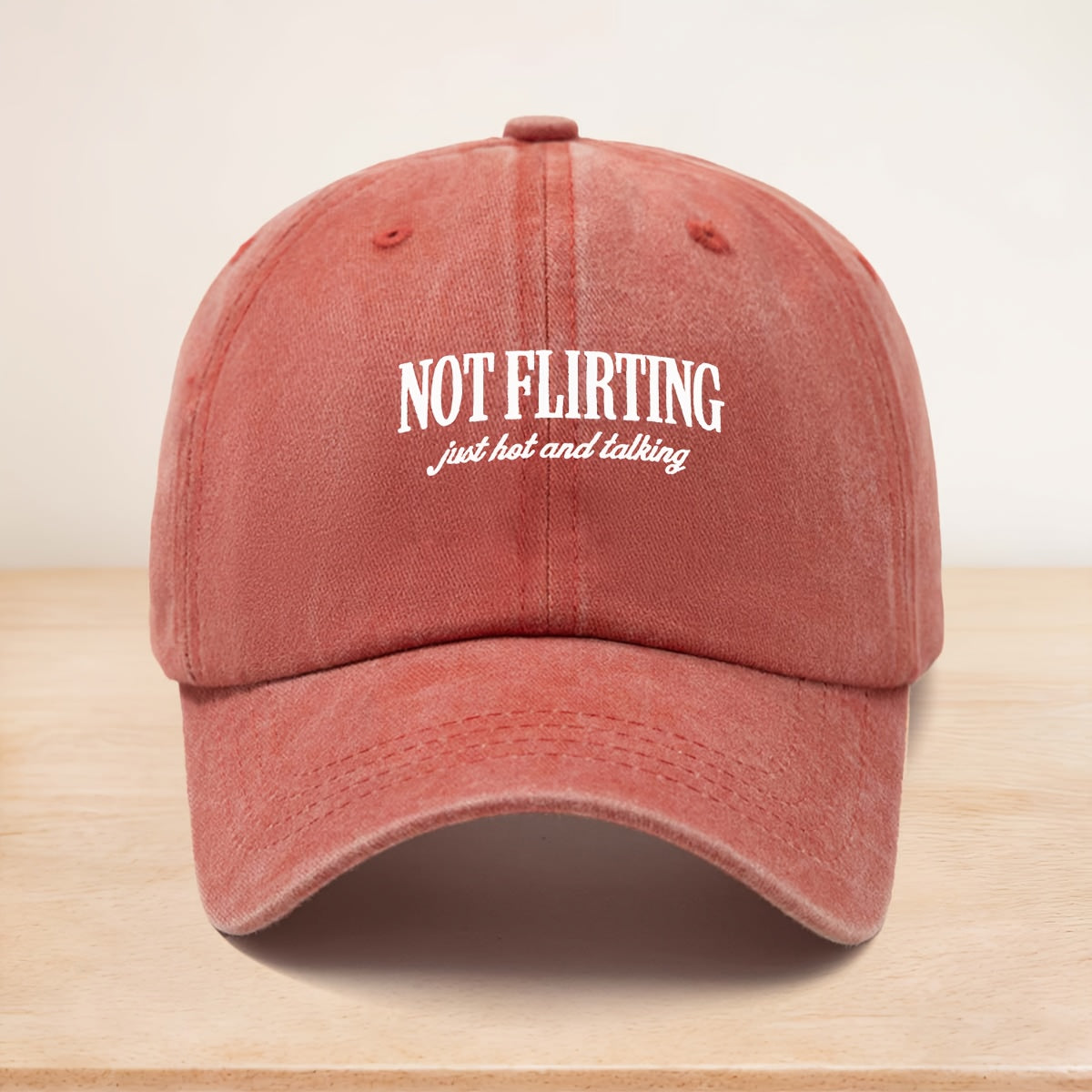 A Washed Baseball Cap with The Theme "NOT FLIRTING, " Suitable for Both Men And Women, Is a Versatile Street Fashion Hip-Hop Cap That Can Be Worn in All Seasons. The Soft-Top Design Is Comfortable And Doesn'T Press on The Head