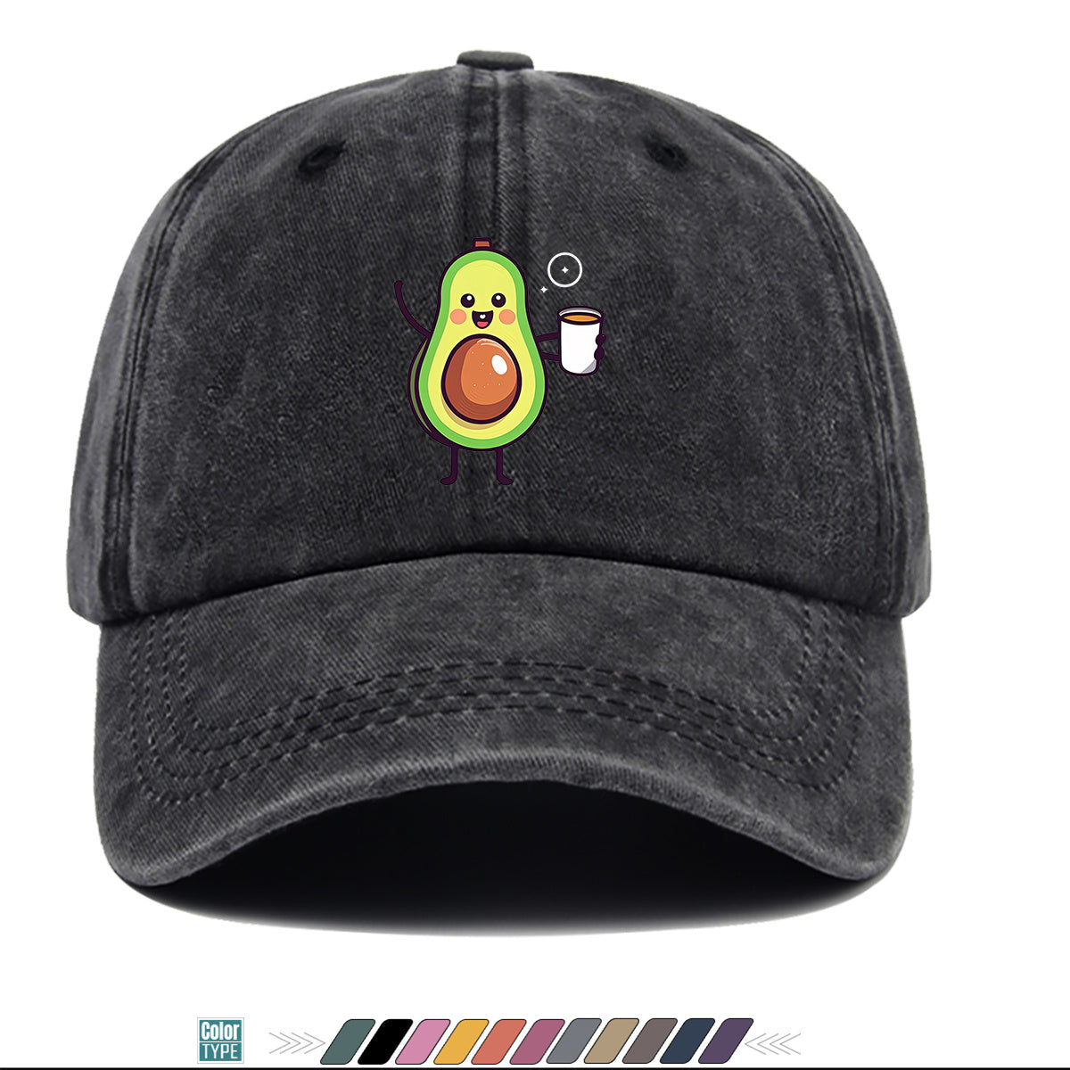 1pc Avocado Cartoon Print Baseball Cap Cute Smiling Fruit Pattern Sun Hat Fashionable Fun Sunshade Hat Unisex Adjustable Duckbill Cap Couple Outing Hat Girlfriend Shopping Hat Outdoor Picnic Hat Beach Vacation Hat Daily Casual Hat Sports Fitness Hat