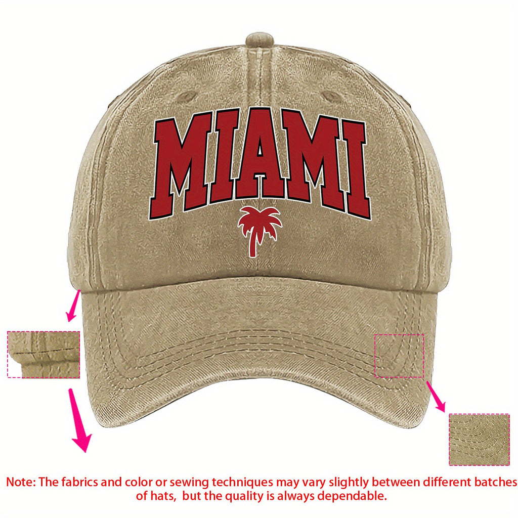 A MIAMI-themed Baseball Cap with Fun Prints, Available in Multiple Colors and with Adjustable Size---sxm