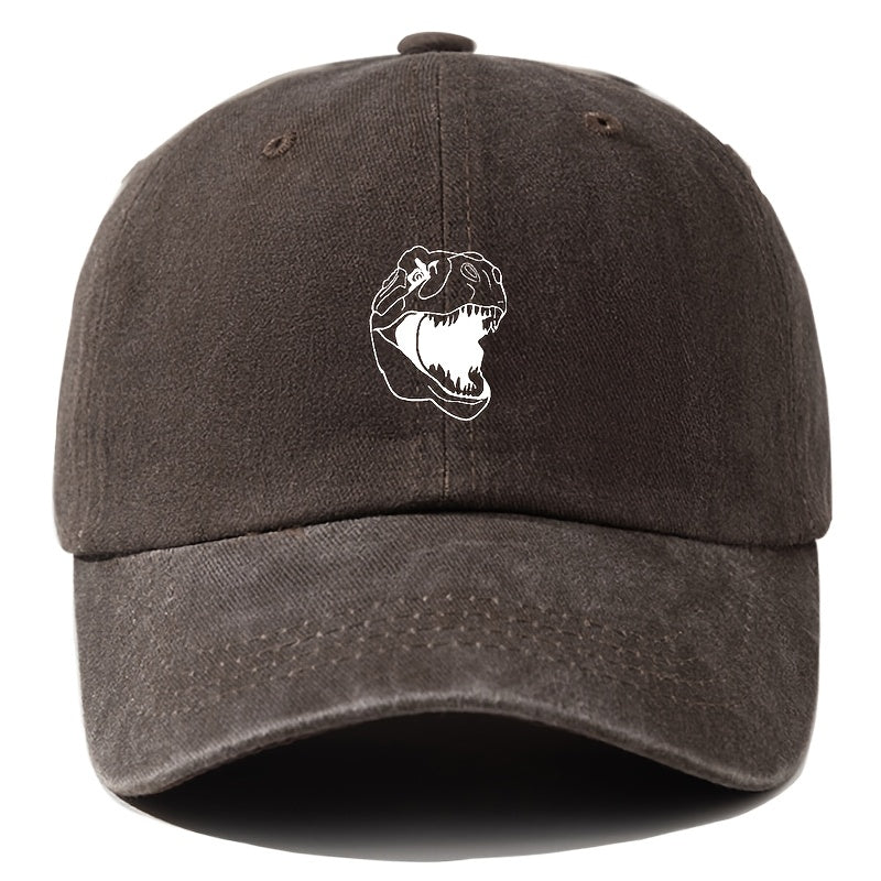 A Printed Washed Vintage Unisex Baseball Cap, Adjustable, in European and American Fashion, Featuring a Duckbill Style, Suitable for Outdoor Camping, Travel, Parties, Hip-hop, and Curved-brim Designs, Making It a Trendy Baseball Cap