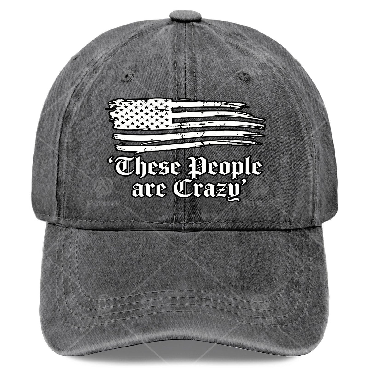 These People Are Crazy USA Flag Vintage Baseball Suitable for &, Retro Washed Unisex Hat with Full-Body Flag Print, Lightweight Round for 4th of, Games, Casual Wear