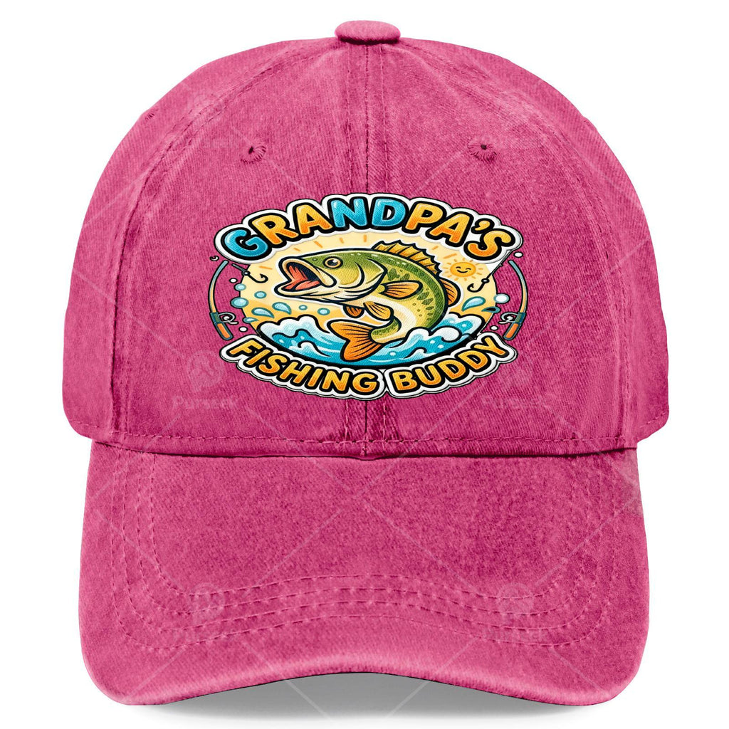 Funny Grandpa Fishing Buddy Bass Fisherman Youth Boys Youth Baseball Hat Unisex